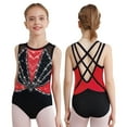 thumbnail image 1 of iiniim Kids Girls Sleeveless Gymnastics Leotard Sparkly Dance Bodysuit Cross Back Shiny Stretchy Ballet Dancewear Red 8, 1 of 7