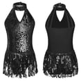 thumbnail image 1 of iiniim Kids Girls Sleeveless Shiny Sequin Leotard Tassel Hem Dress Latin Belly Dance Costume 6-16, 1 of 7