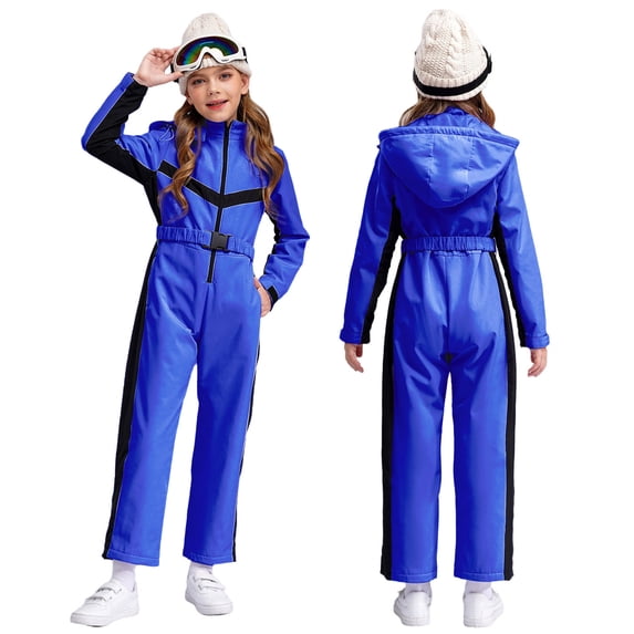 iiniim Kids Girls Snowsuits Waterproof Ski Suits Jumpsuits Winter Outdoor Skiing Snowboarding Snowsuits with Belt Blue 6