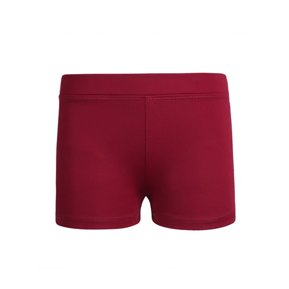 iiniim Kids Girls Solid Athletic Shorts Stretch Gymnastic Dance Yoga Training Activewear Burgundy 4