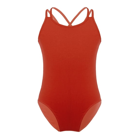 iiniim Kids Girls' Spaghetti Criss Cross Back Straps Leotards Ballet Dance Gymnastic Burgundy 10-12