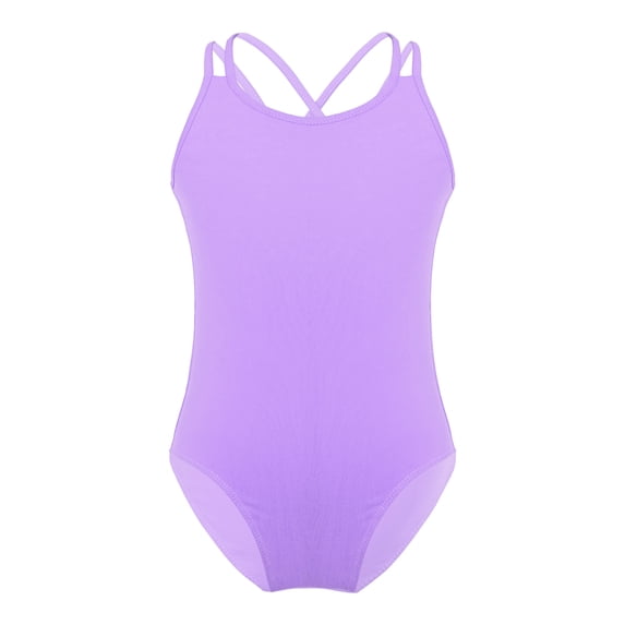 iiniim Kids Girls' Spaghetti Criss Cross Back Straps Leotards Ballet Dance Gymnastic Lavender 12-14