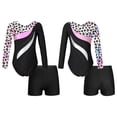thumbnail image 1 of iiniim Kids Girls Sparkle Ballet Dance Long Sleeve Gymnastics Leotard with Yoga Shorts Set Tracksuit 4-14 Leopard 6, 1 of 7