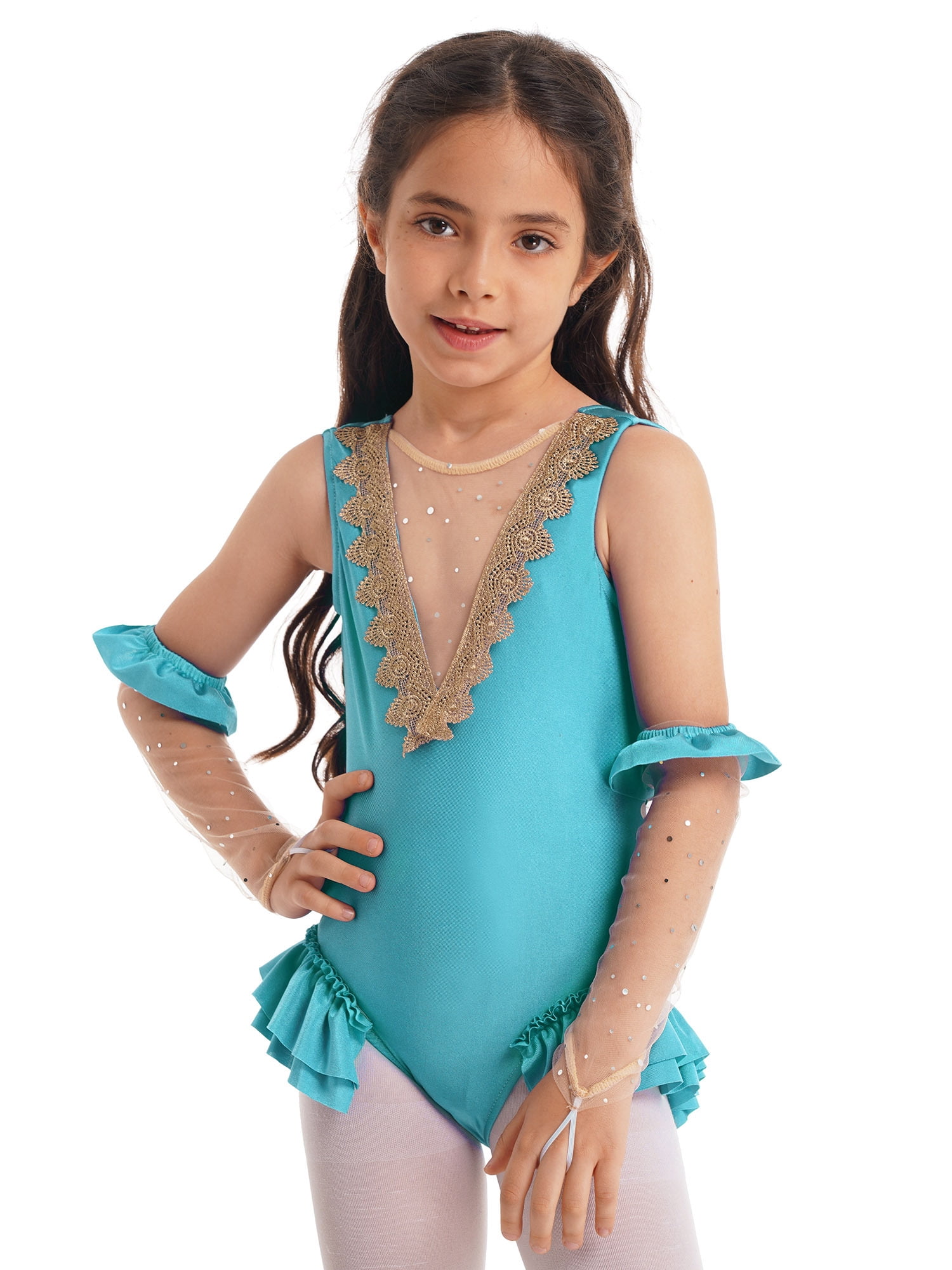 iiniim Kids Girls Sparkle Circus Show Trapeze Costume Dance Leotard