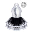 thumbnail image 1 of iiniim Kids Girls Sparkle Sequin Halter Neck Dance Dress Ballet Mesh Tutu Skirt Ballerina with Hairband Silver 12, 1 of 7