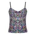 thumbnail image 1 of iiniim Kids Girls Sparkle Sequins Camisole Dancewear Tank Top Spaghetti Straps Vest Tops 2-12, 1 of 7