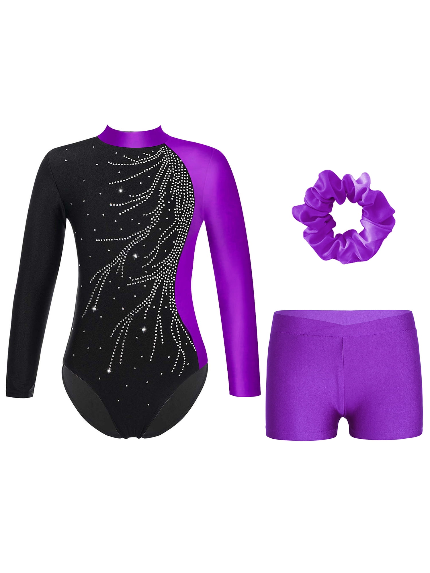 iiniim Kids Girls Sparkly Long Sleeve Gymnastics Leotard Figure Ice
