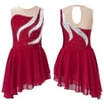 thumbnail image 1 of iiniim Kids Girls Sparkly Rhinestone Sleeveless Figure Ice Skating Dress Ballet Gymnastics Leotard Dancewear Burgundy 12, 1 of 7
