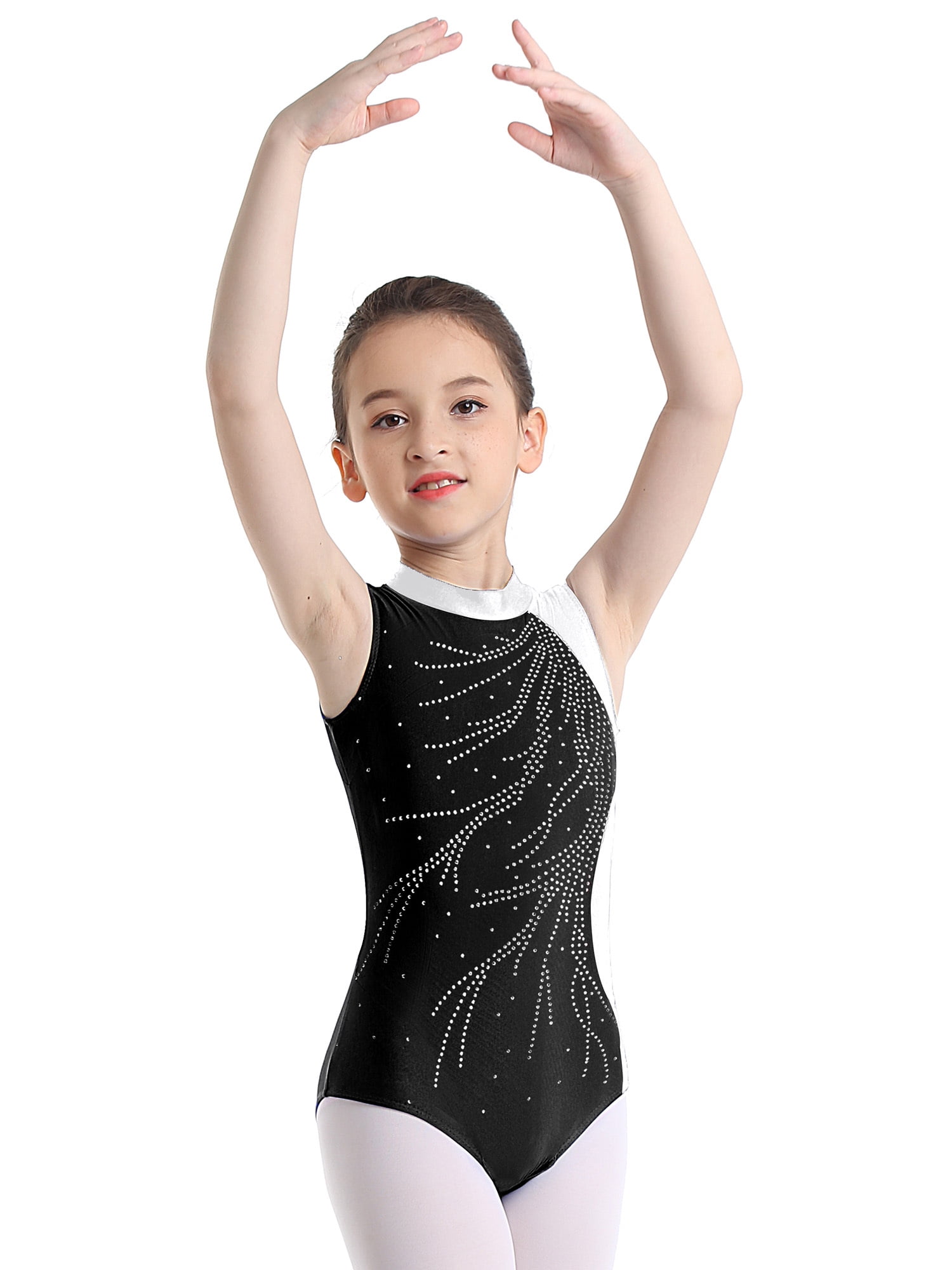 Girls Three-Piece Gymnastics Leotards, Long Sleeve Gymnastics Set With Shorts And Hairband, Sparkling Ballet Dancing Unitards