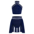 thumbnail image 1 of iiniim Kids Girls Sparkly Sleeveless Crop Top with Skirts Lyrical Latin Jazz Skating Performanc Navy Blue 12, 1 of 6