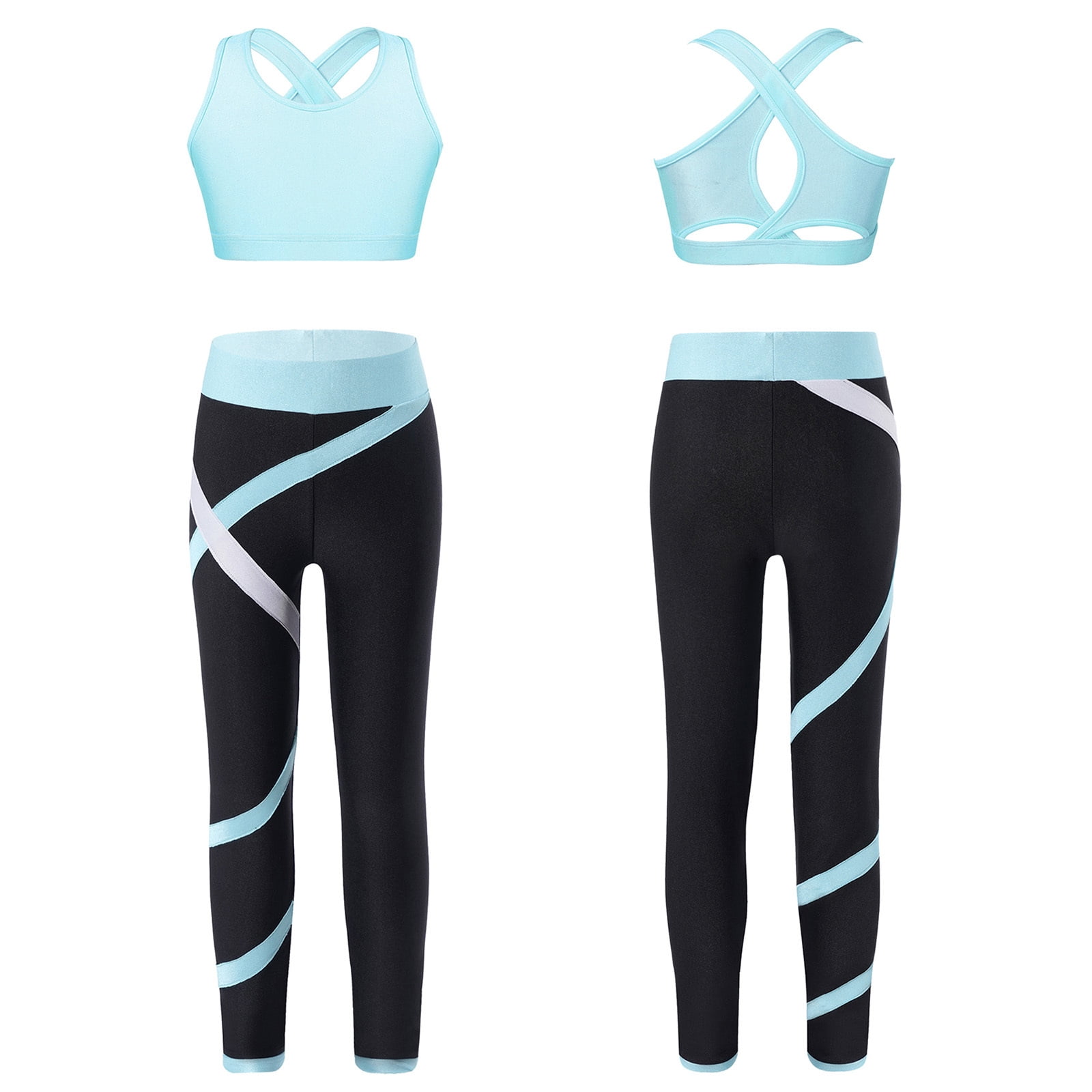 iiniim Kids Girls Sport Bras Dance Gymnastics Crop Top with Athletic Leggings  Set 2 Piece Gym Yoga Workout Outfits 