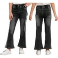 thumbnail image 1 of iiniim Kids Girls Summer Casual Flared Jeans Vintage Wide Leg Denim Trousers Bell-Bottom Denim Pants Black 120, 1 of 7