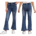 thumbnail image 1 of iiniim Kids Girls Summer Casual Flared Jeans Vintage Wide Leg Denim Trousers Bell-Bottom Denim Pants Blue 160, 1 of 7