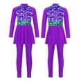 thumbnail image 1 of iiniim Kids Girls Swimsuit Rash Guard Swimwear Bathing Suit Long Sleeve Swimming Dress with Pants Set Purple 14, 1 of 7