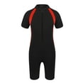 thumbnail image 1 of iiniim Kids Girls Thermal Swimsuit Rash Guards Shorty Wetsuit Short Sleeve Zipper Sun Protection Bathing Suit Black 6-8, 1 of 7