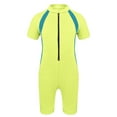 thumbnail image 1 of iiniim Kids Girls Thermal Swimsuit Rash Guards Shorty Wetsuit Short Sleeve Zipper Sun Protection Bathing Suit, 1 of 2