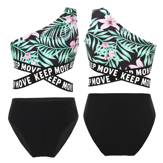 iiniim Kids Girls Two Piece Swimsuits Bathing Suit Sun Protective Swimwear Hawaii Tankini Set Size 4-16 A Green Lily 8