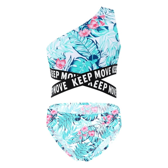 iiniim Kids Girls Two Piece Swimsuits Bathing Suit Sun Protective Swimwear Hawaii Tankini Set Size 4-16 Leaf 8