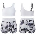 thumbnail image 1 of iiniim Kids Girls Two Pieces Athletic Swimsuit Gym Sports Tank Top with Booty Shorts Set 4-14 Black Geometry 12, 1 of 7