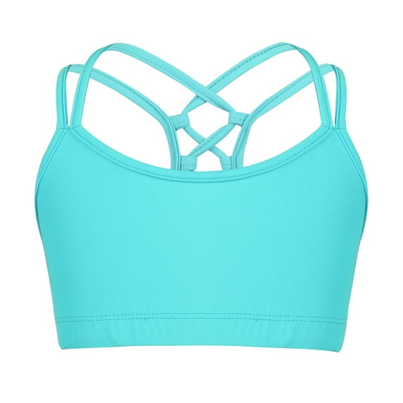 iiniim Kids Girls Yoga Sports Bra Gymnastics Ballet Dance Crop Tops Criss Cross Back Cami Tank Tops