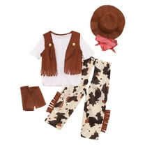 iiniim Kids Halloween Cowboy Costume Role Play Party Performance Dress Up 6-piece Set White 7-10