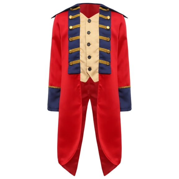 iiniim Kids Halloween Medieval Prince Tailcoat Jacket Colonial Costume Long Sleeve Steampunk Frock Coat Red 14