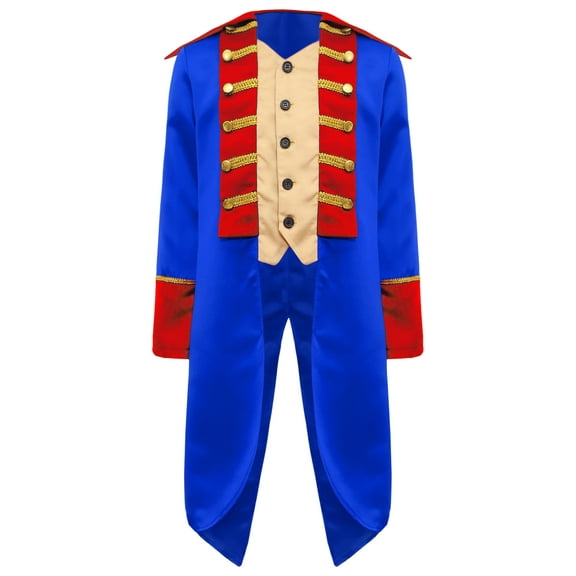 iiniim Kids Halloween Medieval Prince Tailcoat Jacket Colonial Costume Long Sleeve Steampunk Frock Coat Royal Blue 14
