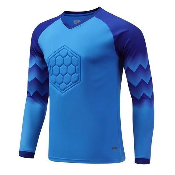 iiniim Kids Padded Football Goalkeeper Shirts Soccer Jersey Goalie Athletic T-Shirt Sports Top Activewear Blue 9-10