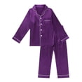 thumbnail image 1 of iiniim Kids Pajamas Set PJS Faux Silk Long Sleeves Button Down Top with Pant Sleepwear Loungewear, 1 of 7