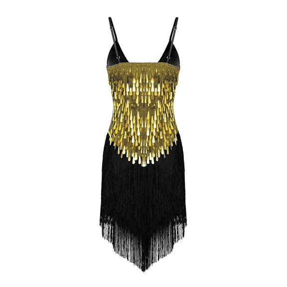 iiniim Latin Dance Dress Cha Cha Rhythm Ballroom Samba Rumba Tango Dress Sequins Fringe Dancewear for Women