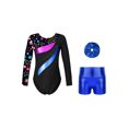 thumbnail image 1 of iiniim Leotards Gymnastics for Girls Kids Sequins Long Sleeve Dance Bodysuit with Athletic Shorts Outfits Dancewear Royal Blue 10, 1 of 7