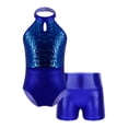 thumbnail image 1 of iiniim Leotards for Girls Gymnastics with Shorts 2Pcs Gymnastics Unitard Fitness Bodysuit Jumpsuit Royal Blue 6, 1 of 7