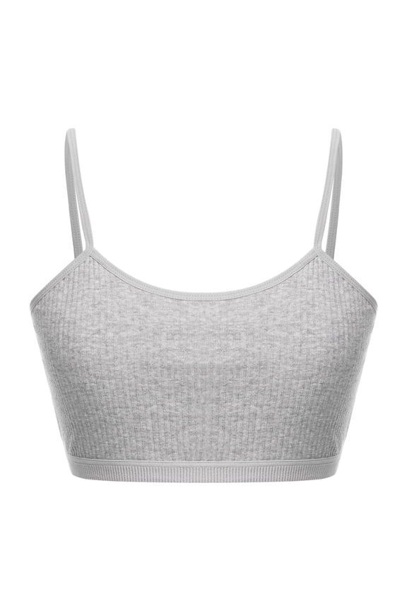 Little Big Girls Basic Sports Bra Top Athletic Yoga Cami Bra Hip Hop Jazz Dancewear Size 8-12 Grey 10-12