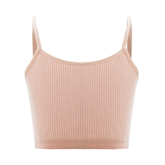 iiniim Little Big Girls Basic Sports Bra Top Athletic Yoga Cami Bra Hip Hop Jazz Dancewear Size 8-12 Orange 8-10