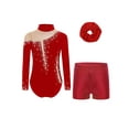 thumbnail image 1 of iiniim Little Girls Dance Unitards Biketards with Scrunchie 3Pcs Gymnastic Tracksuit Ballet Leotard A Burgundy 6, 1 of 7