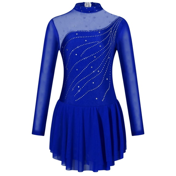 iiniim Loloda Girls Kids Shiny Sequins Mesh Tulle Lyrical Ballet Dance Dress 6-16 A Royal Blue 10