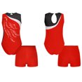 thumbnail image 1 of iiniim Loloda Kids Girls Sleeveless Shiny Diamond 2Pcs Gymnastics Leotard with Shorts Dancewear 6-16 Red 6, 1 of 7