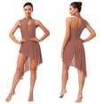 thumbnail image 1 of iiniim Lyrical Dance Dress for Women Irregular Flowy Tulle Skirt Leotard Contemporary Dancewear Dusty Pink M, 1 of 7