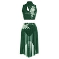 thumbnail image 1 of iiniim Lyrical Dance for Women Sequin Crop Top Mesh Tulle Leotard Skirt Modern Contemporary Dancewear Dark Green XXL, 1 of 7