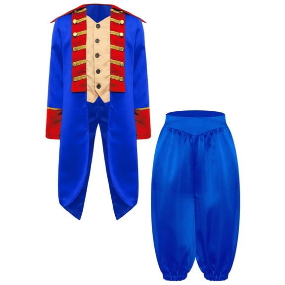 iiniim Medieval Boys Steampunk Tailcoat Vintage Prince Jacket Frock Coat with Pants Royal Blue 8