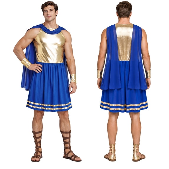 iiniim Men Ancient Greek Toga Dress with Wristbands Sleeveless Chiffon ...