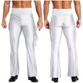 thumbnail image 1 of iiniim Men High Waist Fringe Flared Pants Ballroom Dance Pants Modern Dance Pants Disco Trousers White M, 1 of 7
