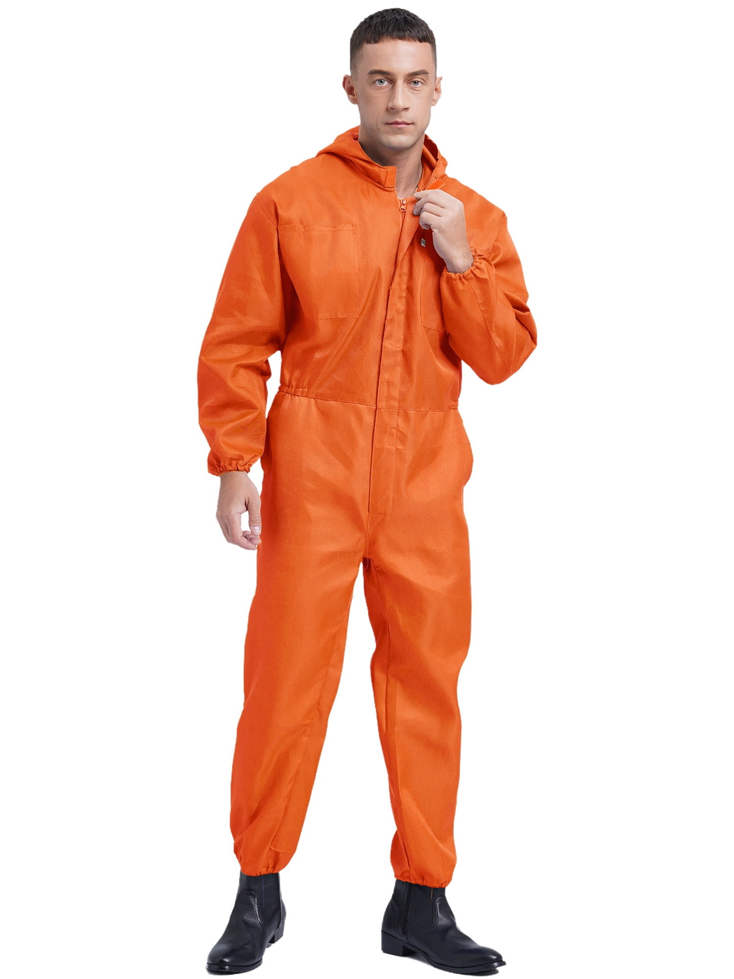 iiniim Men Long Sleeve Hooded Dustproof Mechanic Uniform