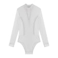 thumbnail image 1 of iiniim Men Mesh Latin Dance Leotard Bodysuit Long Sleeve See-Through Rhinestones Salsa Tango Dancewear White XL, 1 of 7