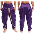 thumbnail image 1 of iiniim Men Prince Baggy Pants Satin Trousers Fairy Tale Halloween Theme Party Purple 3XL, 1 of 6