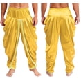 thumbnail image 1 of iiniim Men Prince Baggy Pants Satin Trousers Fairy Tale Halloween Theme Party Yellow S, 1 of 6