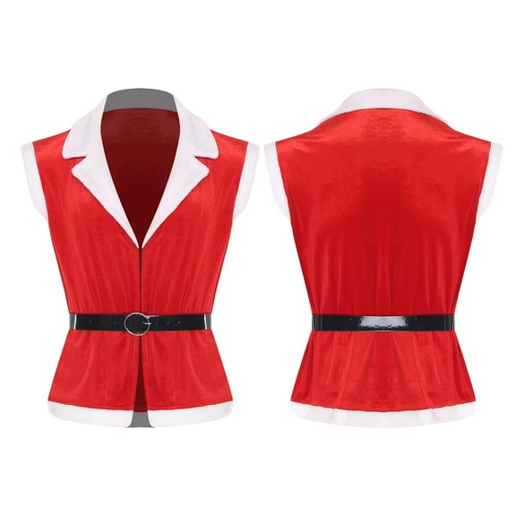 iiniim Men Santa Claus Christmas Jacket Vest Carnivals Rave Birthday Themed Party Red XXL
