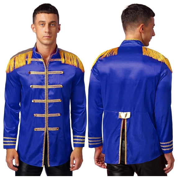 iiniim Men Steampunk Vintage Medieval Tailcoat Jacket Coat Long Sleeve SGT Pepper Jacket Uniform Size S-3XL Royal Blue 3XL