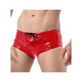 thumbnail image 1 of iiniim Men Patent Leather Briefs Low Rise Drawstring Boxer Shorts Clubwear Red XXL, 1 of 7
