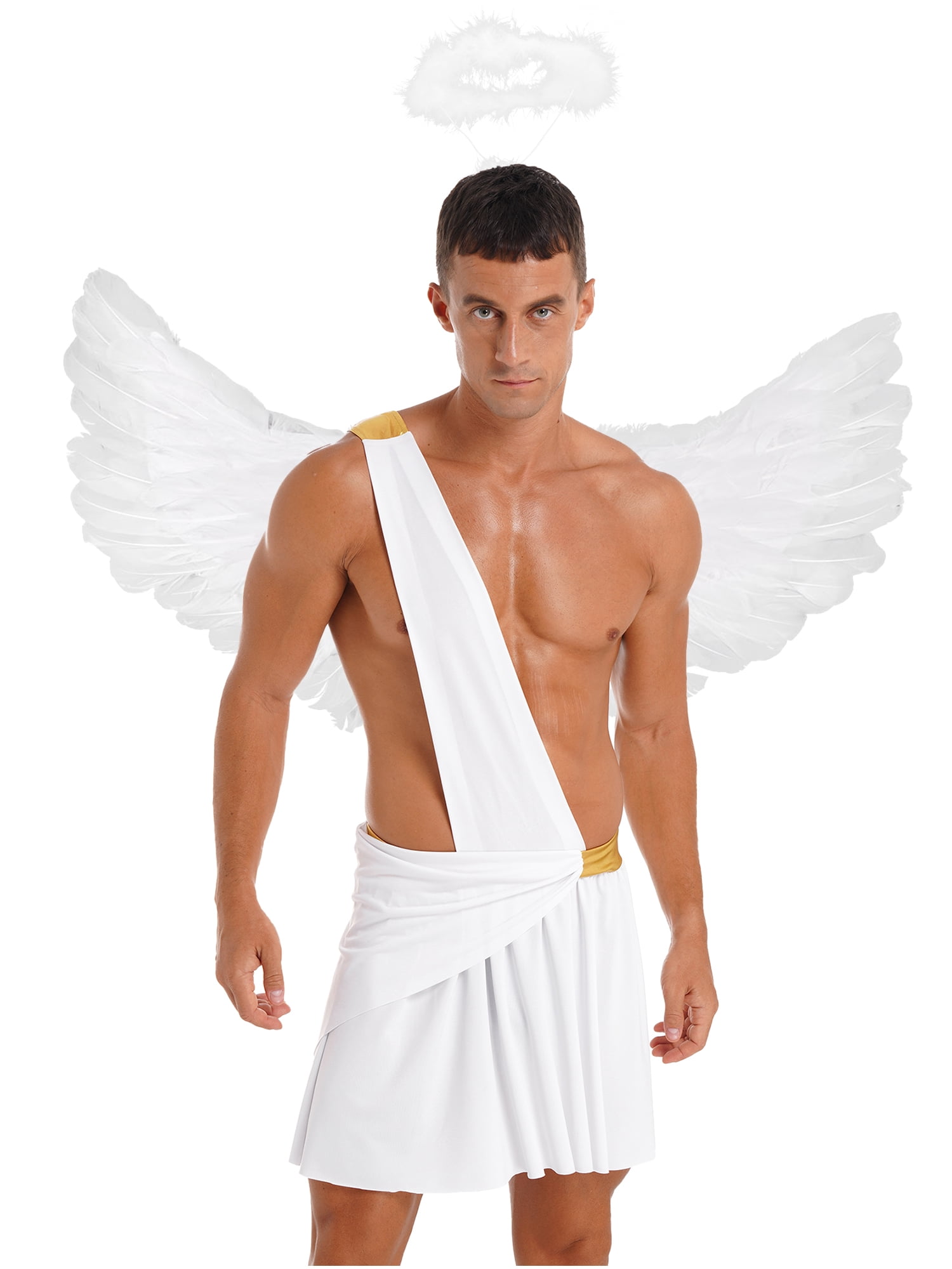 iiniim Men's Angel Ruffle Skirt with Angel Wings and Hairband Adult ...